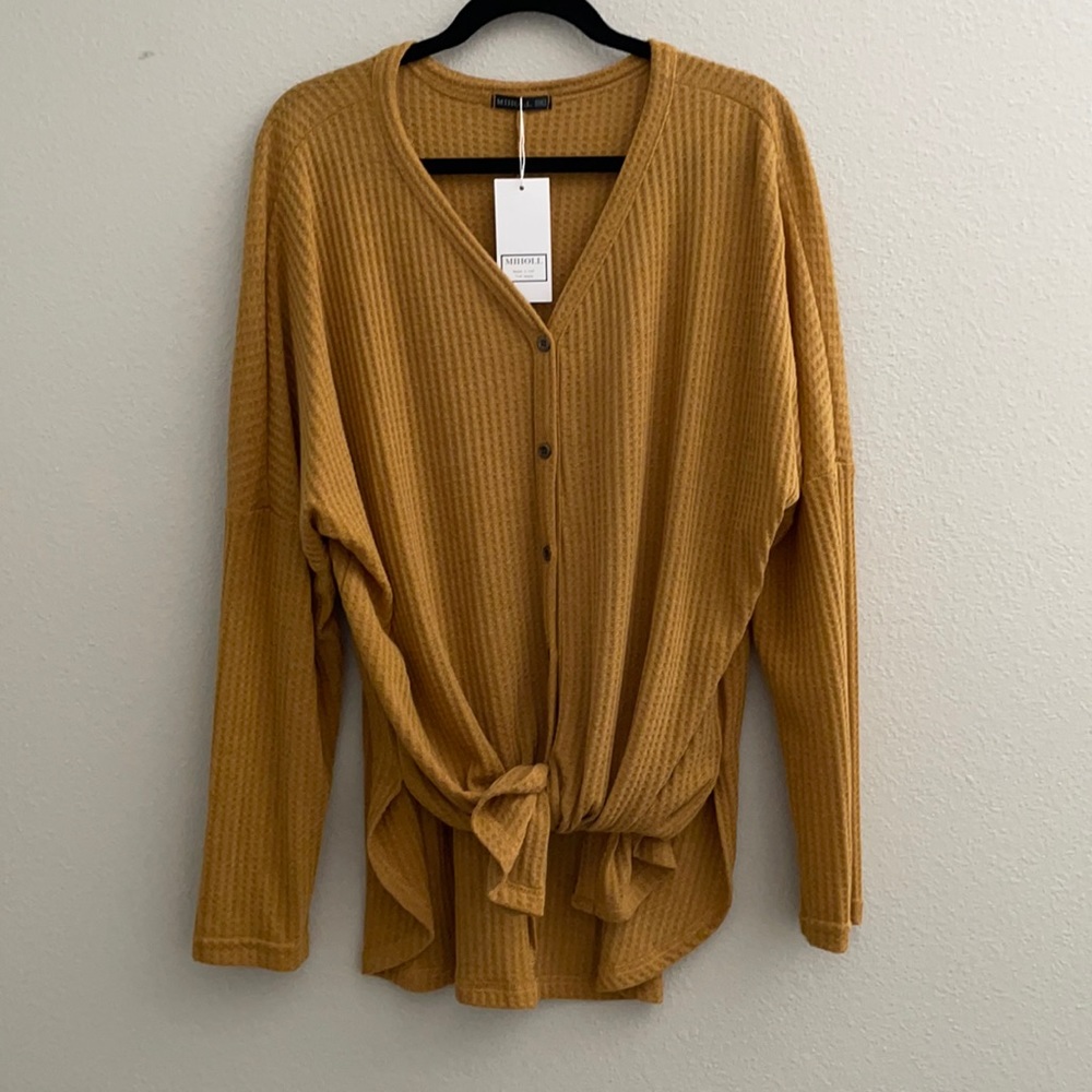 Long Sleeved Waffle Knit Top